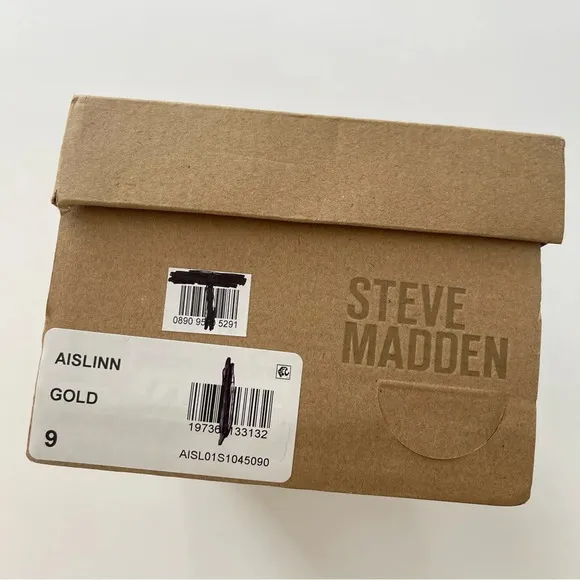NEW Steve Madden Aislinn Sandals Womens 9M Gold Heeled Slide Strappy