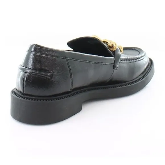 NEW Steve Madden Karmine Black Leather Chain Loafers