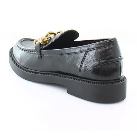 NEW Steve Madden Karmine Black Leather Chain Loafers