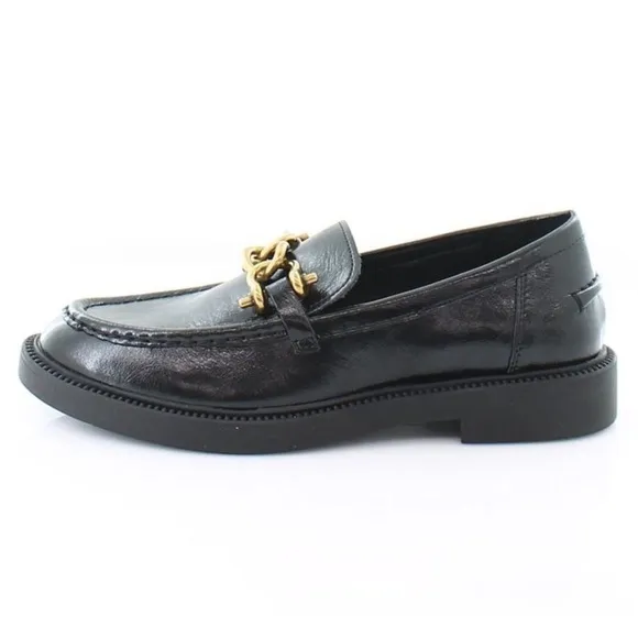 NEW Steve Madden Karmine Black Leather Chain Loafers