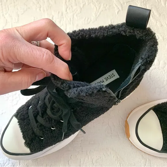 NEW Steve Madden Shearling Shaft Platform High Top Sneakers NIB