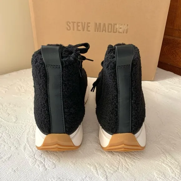 NEW Steve Madden Shearling Shaft Platform High Top Sneakers NIB