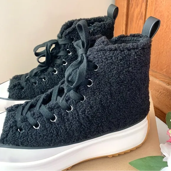 NEW Steve Madden Shearling Shaft Platform High Top Sneakers NIB