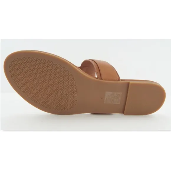 New TORY BURCH Logo Royal Tan Flat Thong Sandals 6