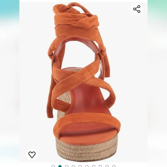 NEW Vince Camuto Lace-Up Espadrille Wedge Heels - Roreka In Color Apricot Size 8