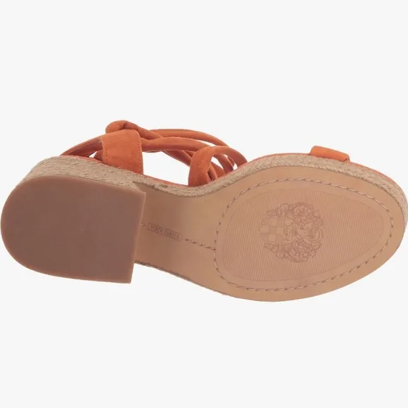 NEW Vince Camuto Lace-Up Espadrille Wedge Heels - Roreka In Color Apricot Size 8