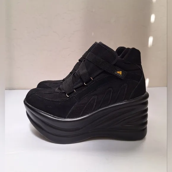 NEW Vintage suede double platform sneaker harajuku creeper goth punk rock chunky