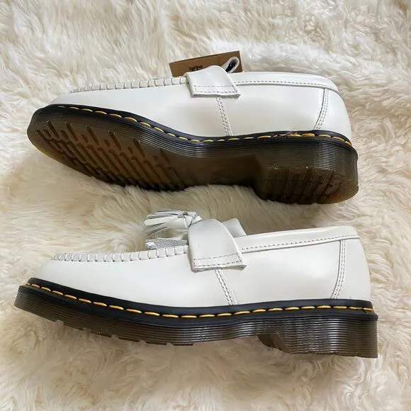 NEW w/o box Adrian yellow stitch leather tassel loafers