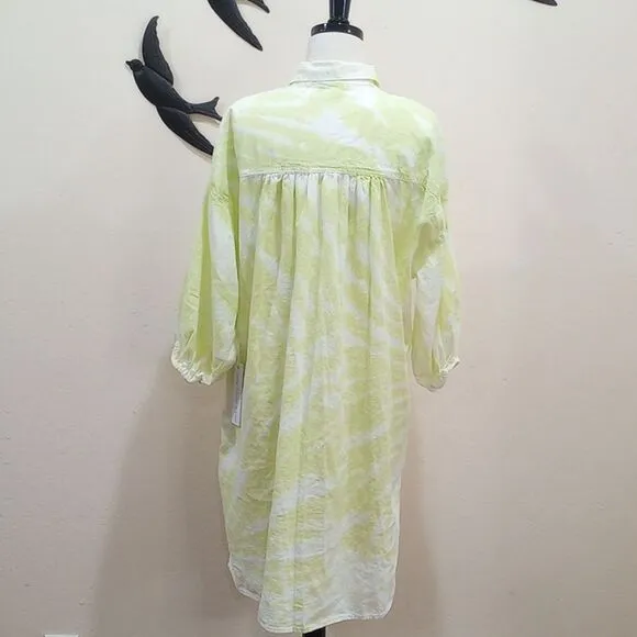 NEW! Young Fabulous and Broke YFB Tie Dye Linen Blend Sand Dollar Shirt Dress