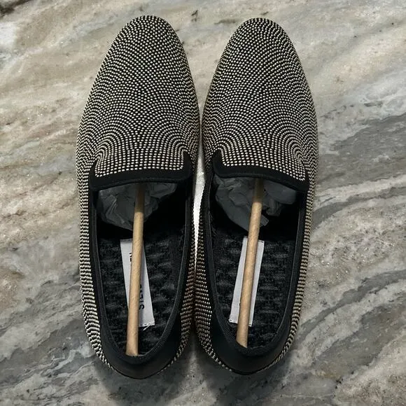 NIB $125 Steve Madden Mezmoryz Stud Smoking Slippers, Black/Gold, Men’s 7.5