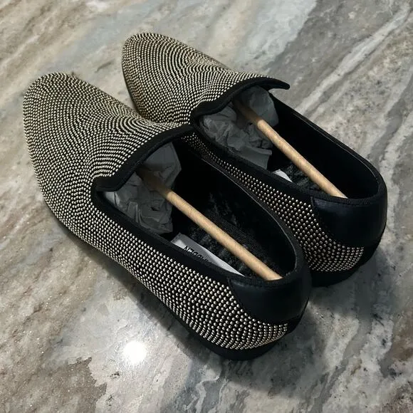 NIB $125 Steve Madden Mezmoryz Stud Smoking Slippers, Black/Gold, Men’s 7.5