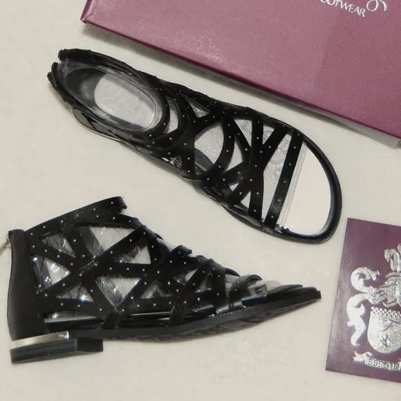 NIB Fergie Crazy Flat Sandals - Women US Size: 8M - Black