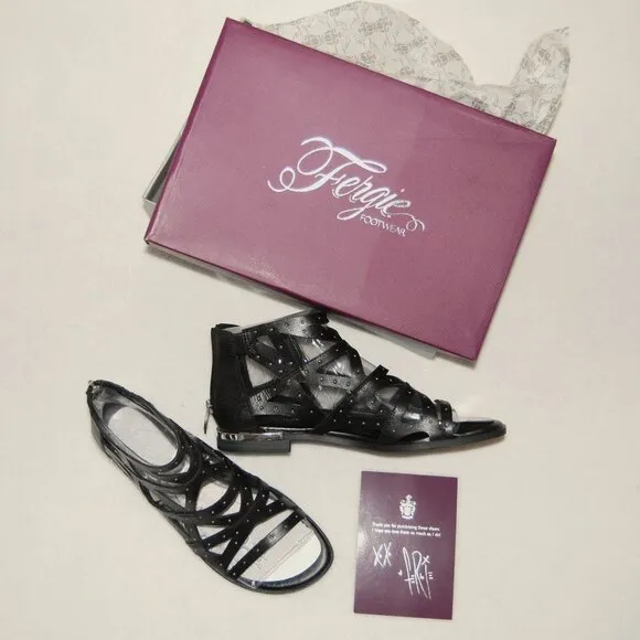 NIB Fergie Crazy Flat Sandals - Women US Size: 8M - Black