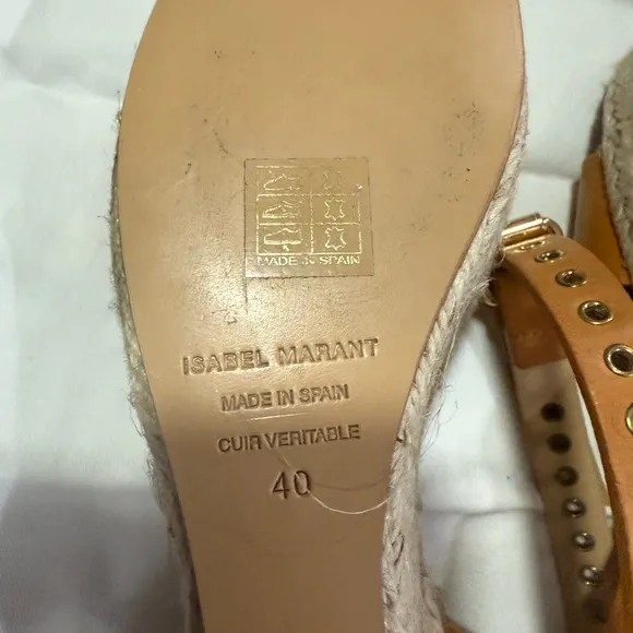 NIB Isabel Marantz Melyz Leather Messer Espadrilles Leather  Platform Sandals 40