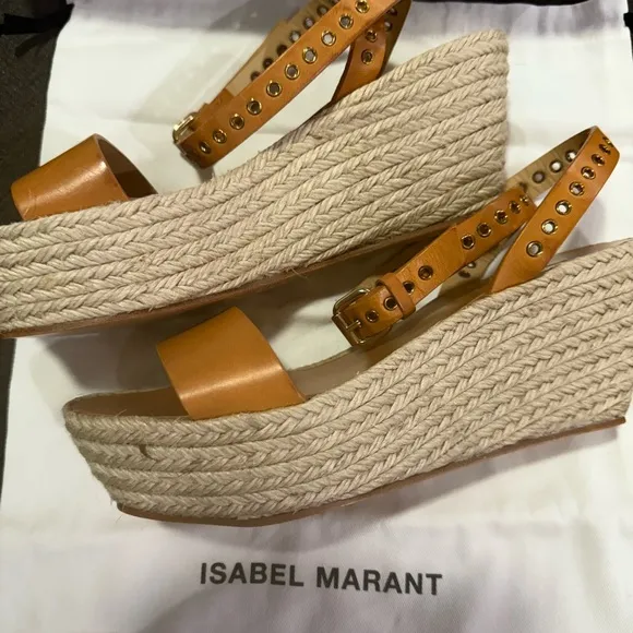 NIB Isabel Marantz Melyz Leather Messer Espadrilles Leather  Platform Sandals 40
