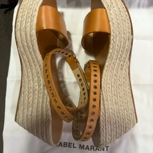 NIB Isabel Marantz Melyz Leather Messer Espadrilles Leather  Platform Sandals 40