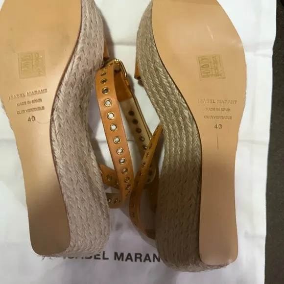 NIB Isabel Marantz Melyz Leather Messer Espadrilles Leather  Platform Sandals 40
