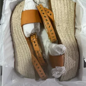 NIB Isabel Marantz Melyz Leather Messer Espadrilles Leather  Platform Sandals 40