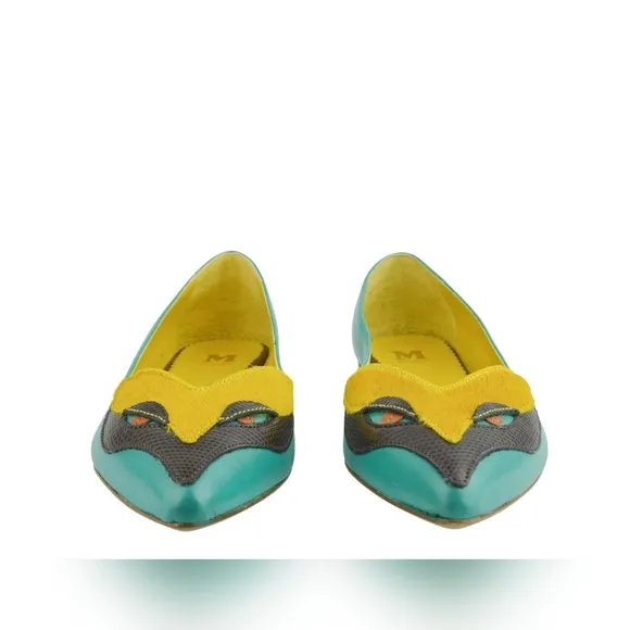 NIB M Missoni Snakeprint paneled leather ballet flats