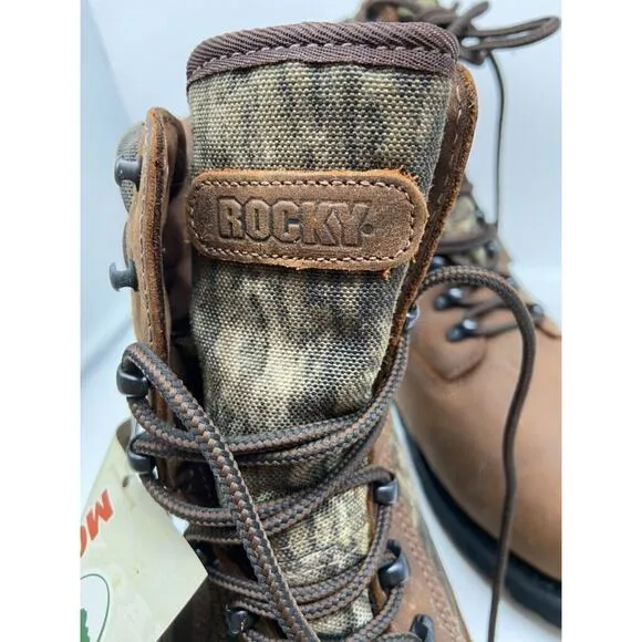 NIB Rocky Boots Mens Sz 10.5 Scout Waterproof Insulated Leather/Nylon Camo Brown