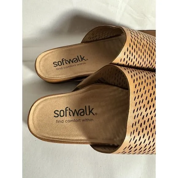 NIB SoftWalk Women’s Corsica II Brown Sandals Slip On Flat 10.5 Narrow Spring