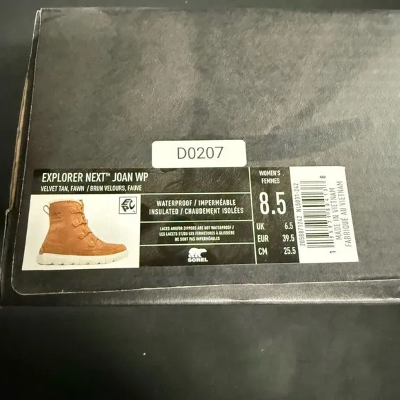 NIB Sorel Explorer Next Joan Waterproof Velvet Tan Fawn Boots 8.5