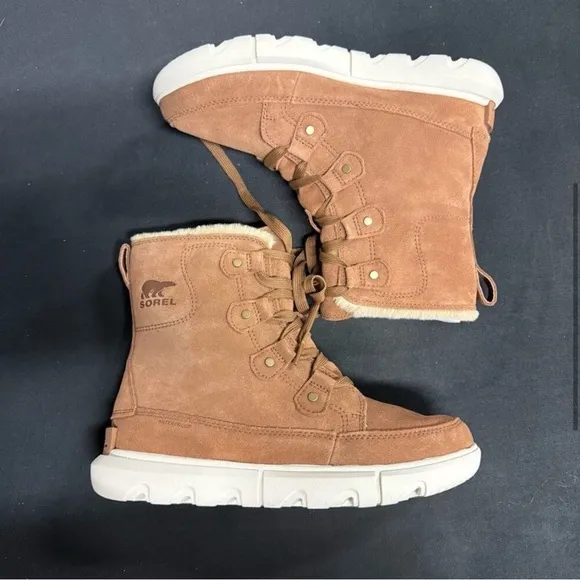 NIB Sorel Explorer Next Joan Waterproof Velvet Tan Fawn Boots 8.5