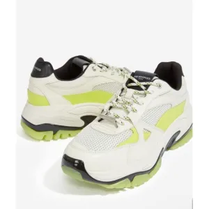 NIB THE KOOPLES Women’s White Chunky-Soled Leather Trainers, Dad Sneakers FR 38