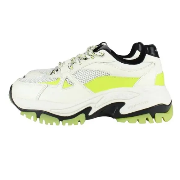 NIB THE KOOPLES Women’s White Chunky-Soled Leather Trainers, Dad Sneakers FR 38