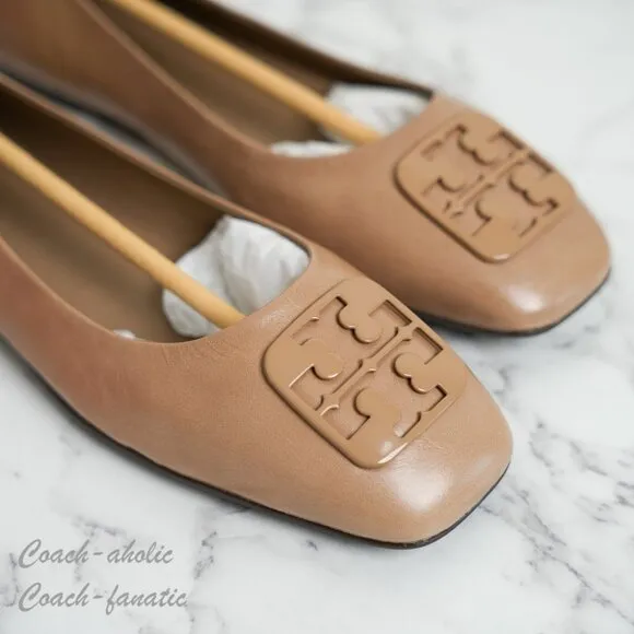 NIB Tory Burch Georgia Leather Ballet Flats in Bright Almond