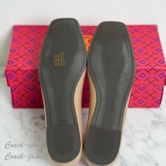 NIB Tory Burch Georgia Leather Ballet Flats in Bright Almond