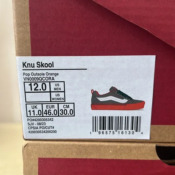 NIB - Vans Knu Skool 'Pop Outsole' – Grey/Orange 🧡