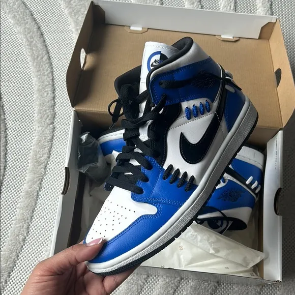 Nike Blue and White High-Top Sneakers ( Air Jordans)