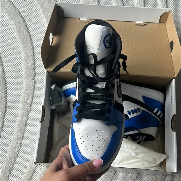 Nike Blue and White High-Top Sneakers ( Air Jordans)