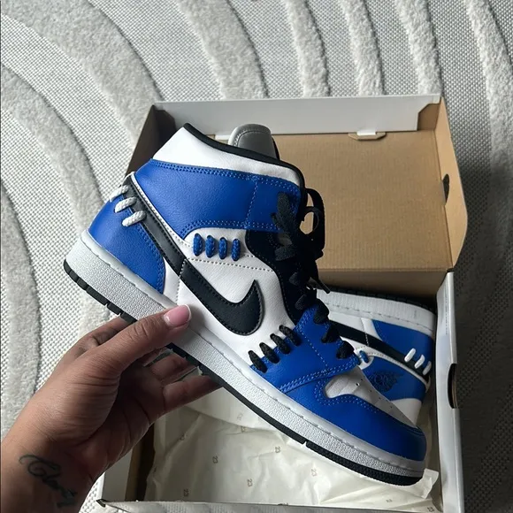Nike Blue and White High-Top Sneakers ( Air Jordans)