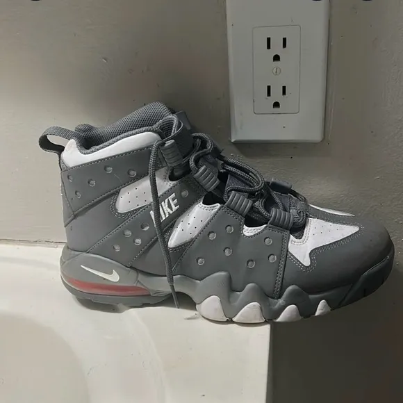 Nike Kids Gray and White High-Top Sneakers