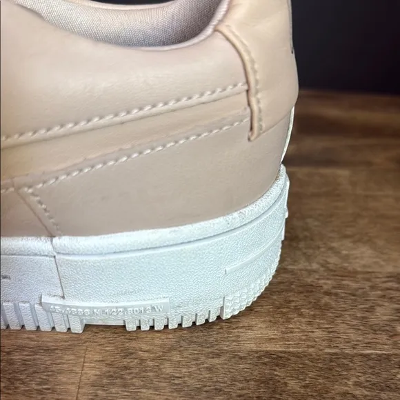 Nike Pink/Tan and White Limited Edition Air Force 1 Pixel Sneakers Size 7