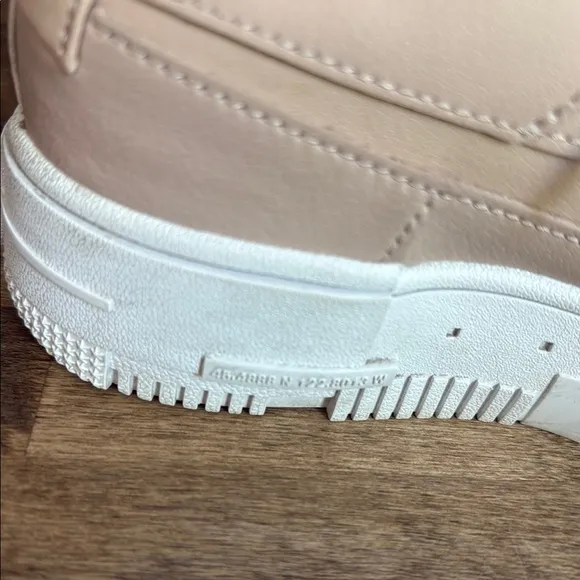 Nike Pink/Tan and White Limited Edition Air Force 1 Pixel Sneakers Size 7