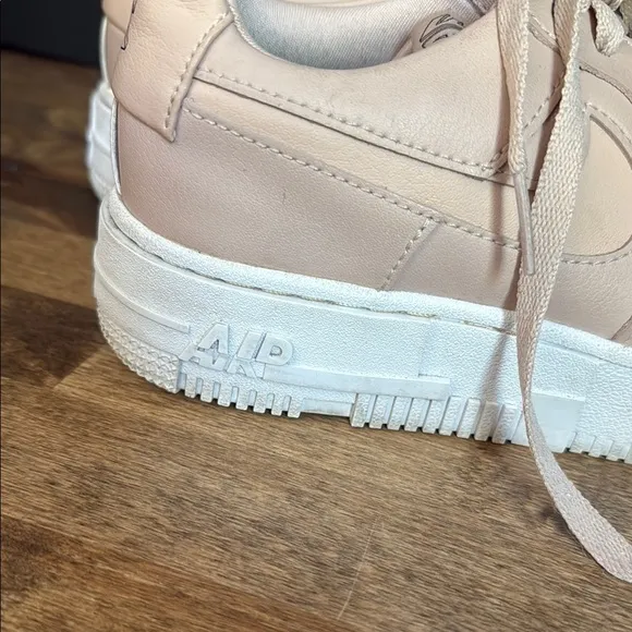Nike Pink/Tan and White Limited Edition Air Force 1 Pixel Sneakers Size 7