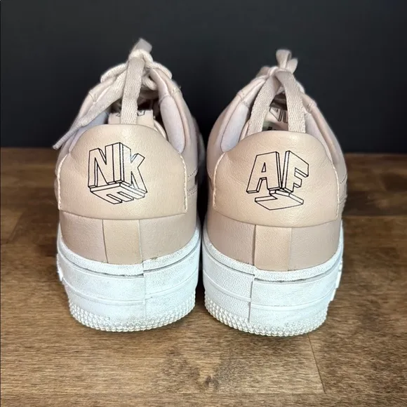 Nike Pink/Tan and White Limited Edition Air Force 1 Pixel Sneakers Size 7