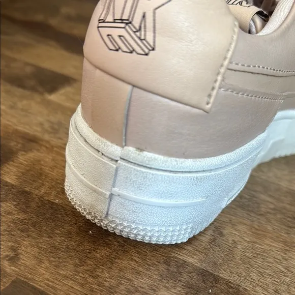 Nike Pink/Tan and White Limited Edition Air Force 1 Pixel Sneakers Size 7