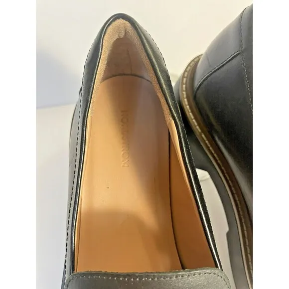 Nordstrom Chunky Women 7.5 Leather Platform Loafers Hipster 90s Chain Preppy