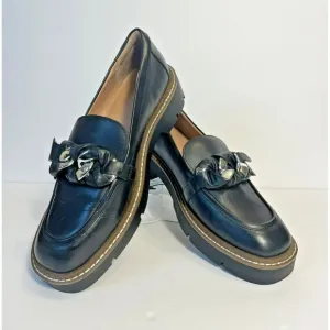 Nordstrom Chunky Women 7.5 Leather Platform Loafers Hipster 90s Chain Preppy