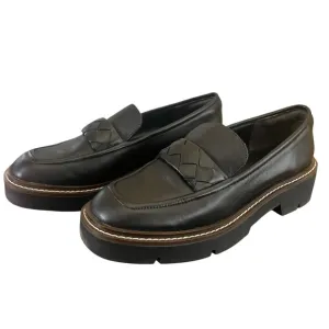 Nordstrom Women’s Size 8.5 Black Leather Platform Loafers Classic Slip On Torie