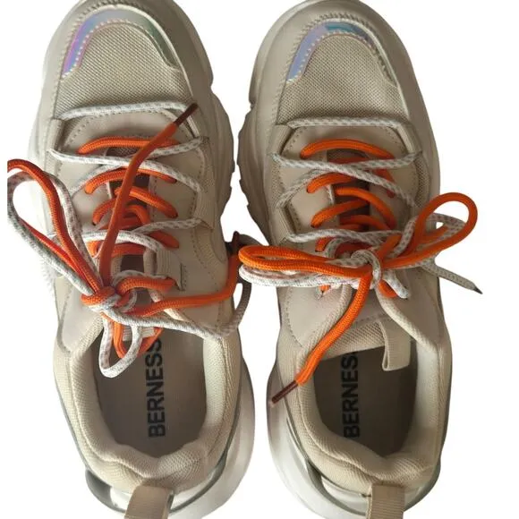 Nova Y2K Chunky Style SportySpice Platform BeigeWhite Reflective Sneakers Size 8