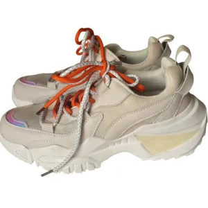 Nova Y2K Chunky Style SportySpice Platform BeigeWhite Reflective Sneakers Size 8