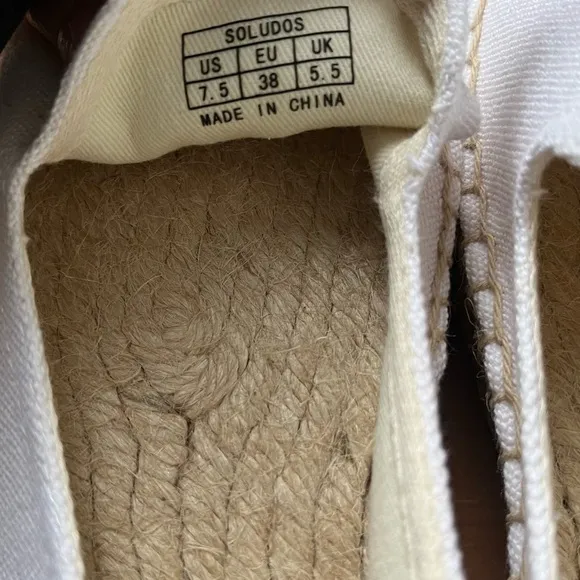 NWB Soludos Elephant Beaded Smoking Slipper Slip On Espadrilles White 7.5