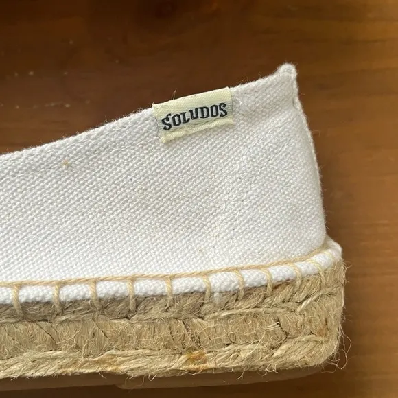 NWB Soludos Elephant Beaded Smoking Slipper Slip On Espadrilles White 7.5