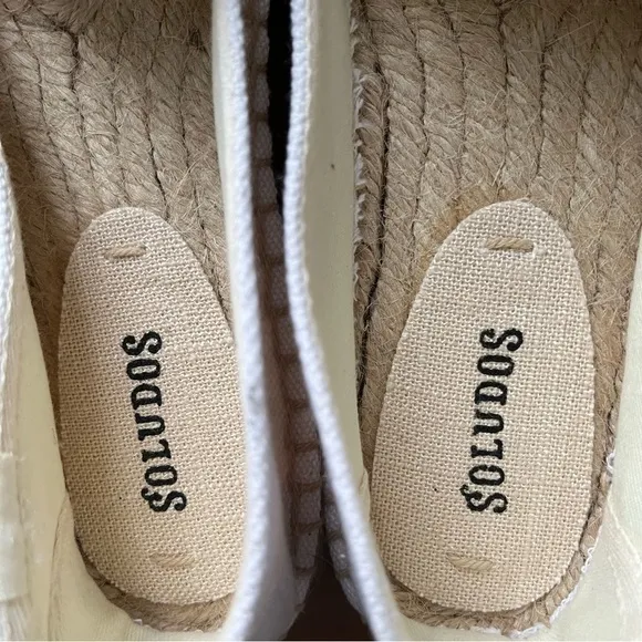 NWB Soludos Elephant Beaded Smoking Slipper Slip On Espadrilles White 7.5