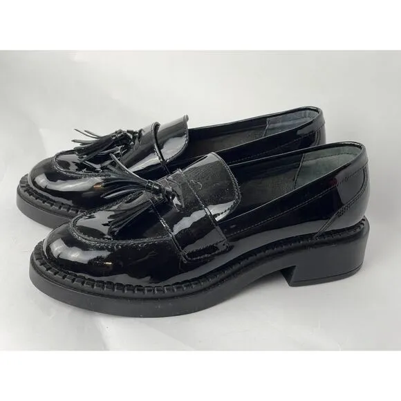 NWOB Seychelles Women's Patent Leather Tassel Loafers - Black - Size 9